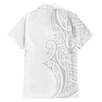 Polynesia White Sunday Family Matching Off Shoulder Maxi Dress and Hawaiian Shirt Plumeria Polynesian Tribal Grey Color - Polynesian Pride