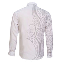 Polynesia White Sunday Family Matching Off Shoulder Short Dress and Hawaiian Shirt Plumeria Polynesian Tribal Grey Color - Polynesian Pride