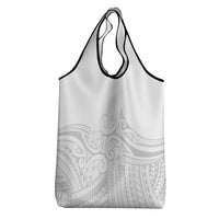 Polynesia White Sunday Grocery Bag Plumeria Polynesian Tribal Grey Color LT14 - Polynesian Pride