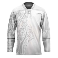 Polynesia White Sunday Hockey Jersey Plumeria Polynesian Tribal Grey Color LT14 Unisex White - Polynesian Pride
