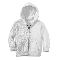 Polynesia White Sunday Kid Hoodie Plumeria Polynesian Tribal Grey Color LT14 Zip Hoodie White - Polynesian Pride