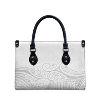 Polynesia White Sunday Leather Bag Plumeria Polynesian Tribal Grey Color - Polynesian Pride