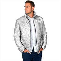 Polynesia White Sunday Padded Jacket Plumeria Polynesian Tribal Grey Color LT14 - Polynesian Pride