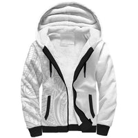 Polynesia White Sunday Sherpa Hoodie Plumeria Polynesian Tribal Grey Color LT14 Unisex White - Polynesian Pride