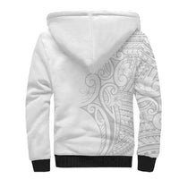 Polynesia White Sunday Sherpa Hoodie Plumeria Polynesian Tribal Grey Color LT14 - Polynesian Pride