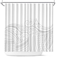 Polynesia White Sunday Shower Curtain Plumeria Polynesian Tribal Grey Color - Polynesian Pride