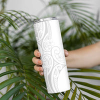 Polynesia White Sunday Skinny Tumbler Plumeria Polynesian Tribal Grey Color - Polynesian Pride