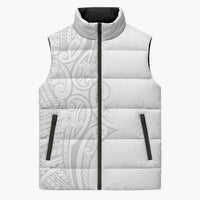 Polynesia White Sunday Sleeveless Puffer Jacket Plumeria Polynesian Tribal Grey Color LT14 Unisex White - Polynesian Pride