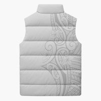 Polynesia White Sunday Sleeveless Puffer Jacket Plumeria Polynesian Tribal Grey Color LT14 - Polynesian Pride