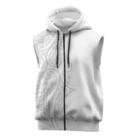 Polynesia White Sunday Sleeveless Zip Hoodie Plumeria Polynesian Tribal Grey Color LT14 White - Polynesian Pride