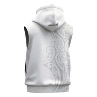 Polynesia White Sunday Sleeveless Zip Hoodie Plumeria Polynesian Tribal Grey Color - Polynesian Pride