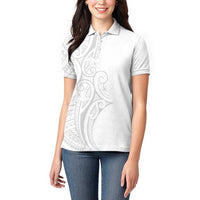 Polynesia White Sunday Women Polo Shirt Plumeria Polynesian Tribal Grey Color - Polynesian Pride
