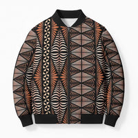Malo e lelei Tonga Bomber Puffer Jacket Tongan Ngatu Vintage Brown LT14 Unisex Brown - Polynesian Pride