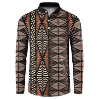 Malo e lelei Tonga Button Sweatshirt Tongan Ngatu Vintage Brown LT14 Brown - Polynesian Pride
