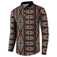Malo e lelei Tonga Button Sweatshirt Tongan Ngatu Vintage Brown LT14 - Polynesian Pride