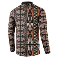 Malo e lelei Tonga Button Sweatshirt Tongan Ngatu Vintage Brown LT14 - Polynesian Pride