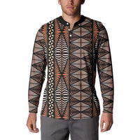 Malo e lelei Tonga Button Sweatshirt Tongan Ngatu Vintage Brown LT14 - Polynesian Pride
