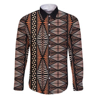 Malo e lelei Tonga Family Matching Long Sleeve Bodycon Dress and Hawaiian Shirt Tongan Ngatu Vintage Brown - Polynesian Pride