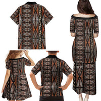 Malo e lelei Tonga Family Matching Puletasi and Hawaiian Shirt Tongan Ngatu Vintage Brown - Polynesian Pride