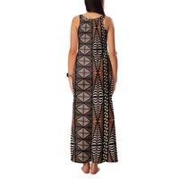 Malo e lelei Tonga Family Matching Tank Maxi Dress and Hawaiian Shirt Tongan Ngatu Vintage Brown - Polynesian Pride