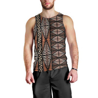 Malo e lelei Tonga Men Tank Top Tongan Ngatu Vintage Brown - Polynesian Pride