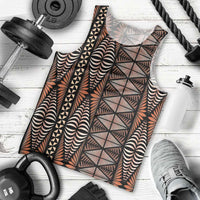 Malo e lelei Tonga Men Tank Top Tongan Ngatu Vintage Brown - Polynesian Pride