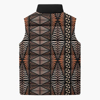 Malo e lelei Tonga Sleeveless Puffer Jacket Tongan Ngatu Vintage Brown LT14 - Polynesian Pride