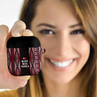 Tonga Rugby AirPods Case 2025 Mate Maa Tonga Ngatu Motif LT14 Red - Polynesian Pride