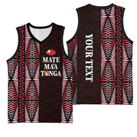 Tonga Rugby Personalised Basketball Jersey 2025 Mate Maa Tonga Ngatu Motif - Polynesian Pride