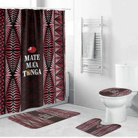 Tonga Rugby Bathroom Set 2025 Mate Maa Tonga Ngatu Motif LT14 Bathroom Set (4 pcs) Red - Polynesian Pride