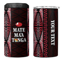 Tonga Rugby Personalised 4 in 1 Can Cooler Tumbler 2025 Mate Maa Tonga Ngatu Motif LT14 One Size: 16 oz Red - Polynesian Pride