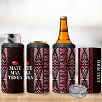 Tonga Rugby Personalised 4 in 1 Can Cooler Tumbler 2025 Mate Maa Tonga Ngatu Motif LT14 - Polynesian Pride