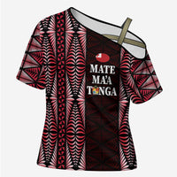 Tonga Rugby Personalised Cross Shoulder Shirt 2025 Mate Maa Tonga Ngatu Motif LT14 Female Red - Polynesian Pride
