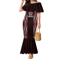 Tonga Rugby Personalised Family Matching Mermaid Dress and Hawaiian Shirt 2025 Mate Maa Tonga Ngatu Motif - Polynesian Pride