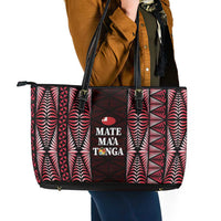 Tonga Rugby Leather Tote Bag 2025 Mate Maa Tonga Ngatu Motif LT14 - Polynesian Pride