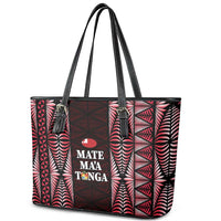 Tonga Rugby Leather Tote Bag 2025 Mate Maa Tonga Ngatu Motif LT14 - Polynesian Pride