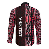 Tonga Rugby Personalised Long Sleeve Button Shirt 2025 Mate Maa Tonga Ngatu Motif LT14 - Polynesian Pride