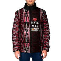 Tonga Rugby Personalised Padded Jacket 2025 Mate Maa Tonga Ngatu Motif LT14 Men Red - Polynesian Pride