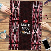 Tonga Rugby Puzzle 2025 Mate Maa Tonga Ngatu Motif LT14 Red - Polynesian Pride