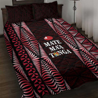 Tonga Rugby Quilt Bed Set 2025 Mate Maa Tonga Ngatu Motif LT14 Red - Polynesian Pride