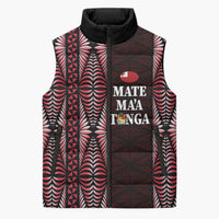 Tonga Rugby Personalised Sleeveless Puffer Jacket 2025 Mate Maa Tonga Ngatu Motif LT14 Unisex Red - Polynesian Pride