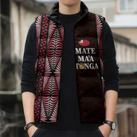 Tonga Rugby Personalised Sleeveless Puffer Jacket 2025 Mate Maa Tonga Ngatu Motif LT14 - Polynesian Pride