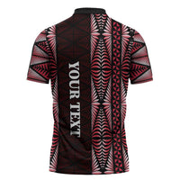Tonga Rugby Personalised Zipper Polo Shirt 2025 Mate Maa Tonga Ngatu Motif LT14 - Polynesian Pride