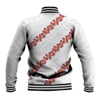 White Sunday Tonga Fakame Baseball Jacket Tongan Ngatu Heilala Lei - Polynesian Pride