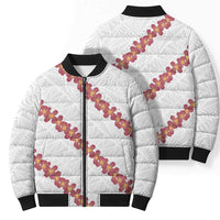 White Sunday Tonga Fakame Bomber Puffer Jacket Tongan Ngatu Heilala Lei - Polynesian Pride