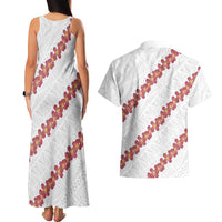 White Sunday Tonga Fakame Couples Matching Tank Maxi Dress and Hawaiian Shirt Tongan Ngatu Heilala Lei - Polynesian Pride