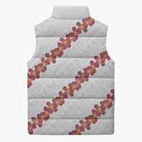 White Sunday Tonga Fakame Sleeveless Puffer Jacket Tongan Ngatu Heilala Lei - Polynesian Pride