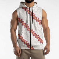White Sunday Tonga Fakame Sleeveless Zip Hoodie Tongan Ngatu Heilala Lei LT14 - Polynesian Pride