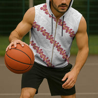 White Sunday Tonga Fakame Sleeveless Zip Hoodie Tongan Ngatu Heilala Lei - Polynesian Pride