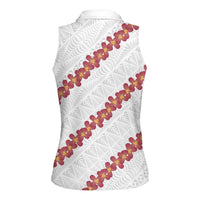 White Sunday Tonga Fakame Women Sleeveless Polo Shirt Tongan Ngatu Heilala Lei - Polynesian Pride